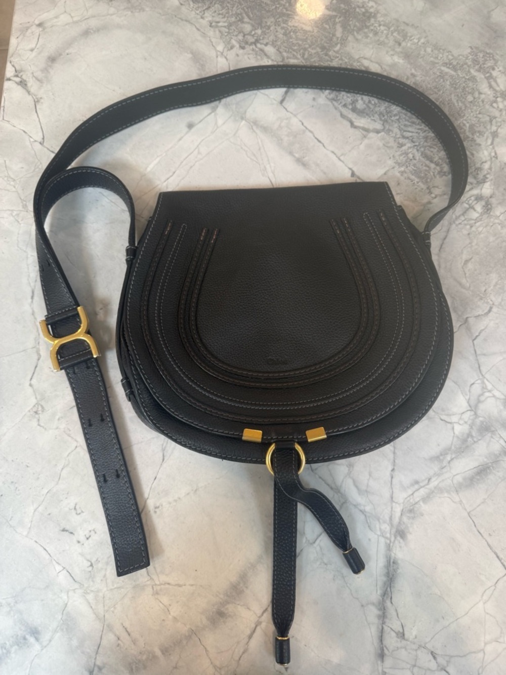 Black Marcie Leather Shoulder Bag